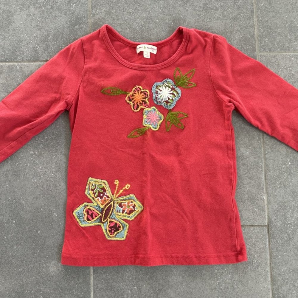 Girls Long Sleeve Embroidered Applique Shirt